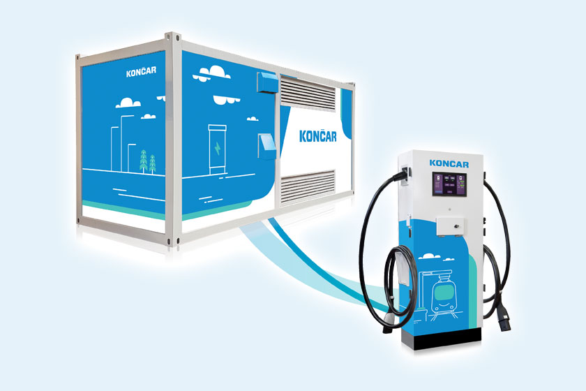 Battery charger for batteries onboard rail vehicles